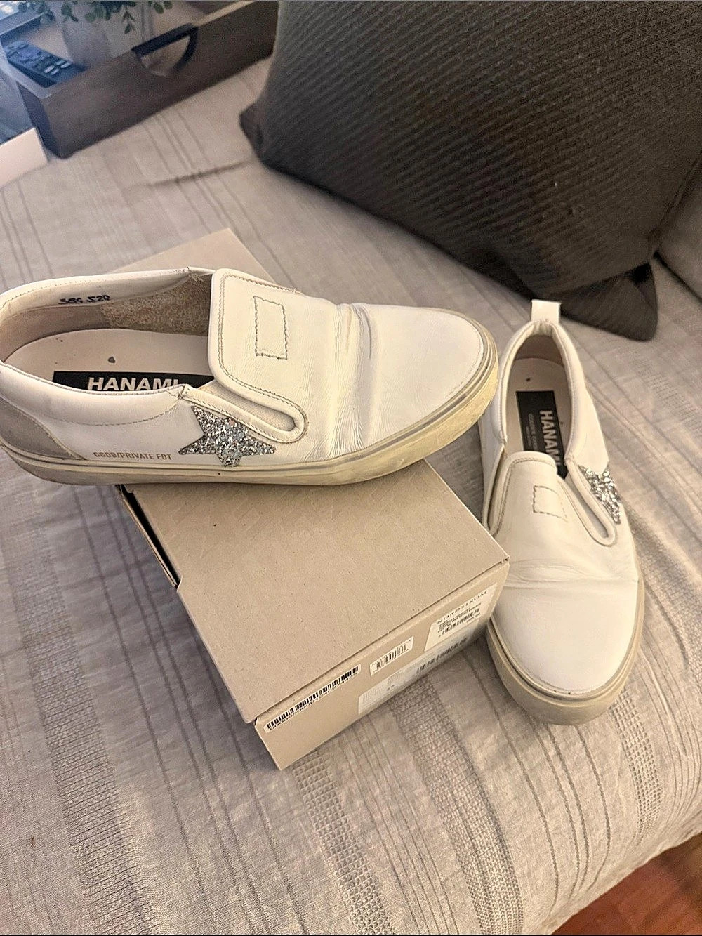 Golden Goose Hanami Slip-On Sneakers White & Silver EU 39